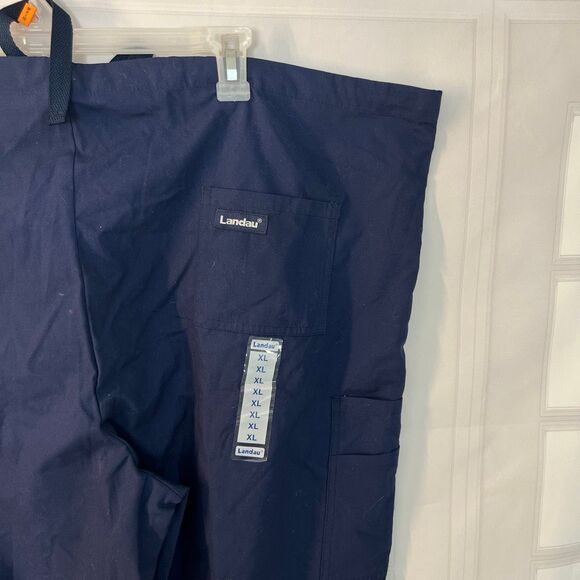 Landau NWT Navy Blue Flat Front Cargo Pockets Non-Stretch Scrub Pants size XL - Picture 5 of 8